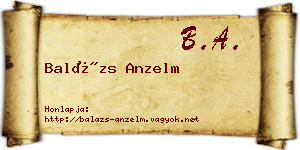 Balázs Anzelm névjegykártya